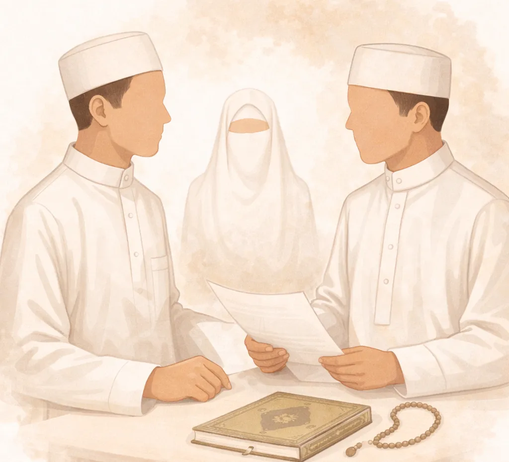 Faceless silhouettes representing a respectful nikah bond