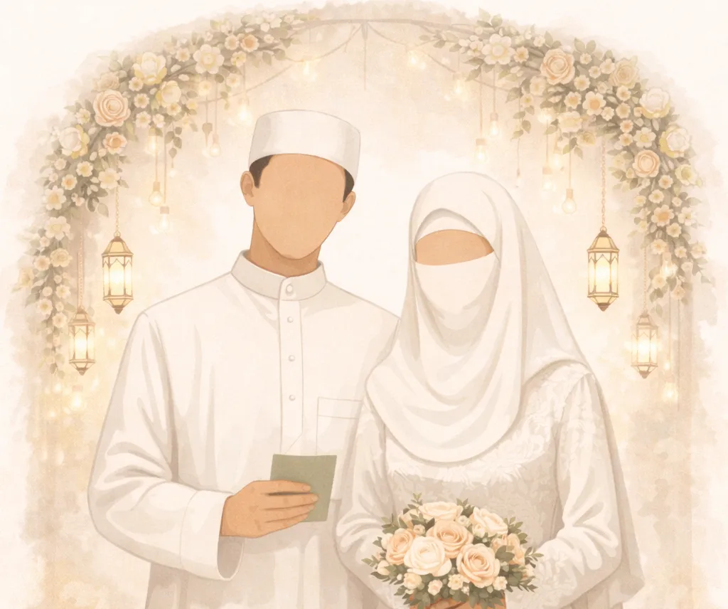 Faceless silhouettes representing a modest waleemah gathering